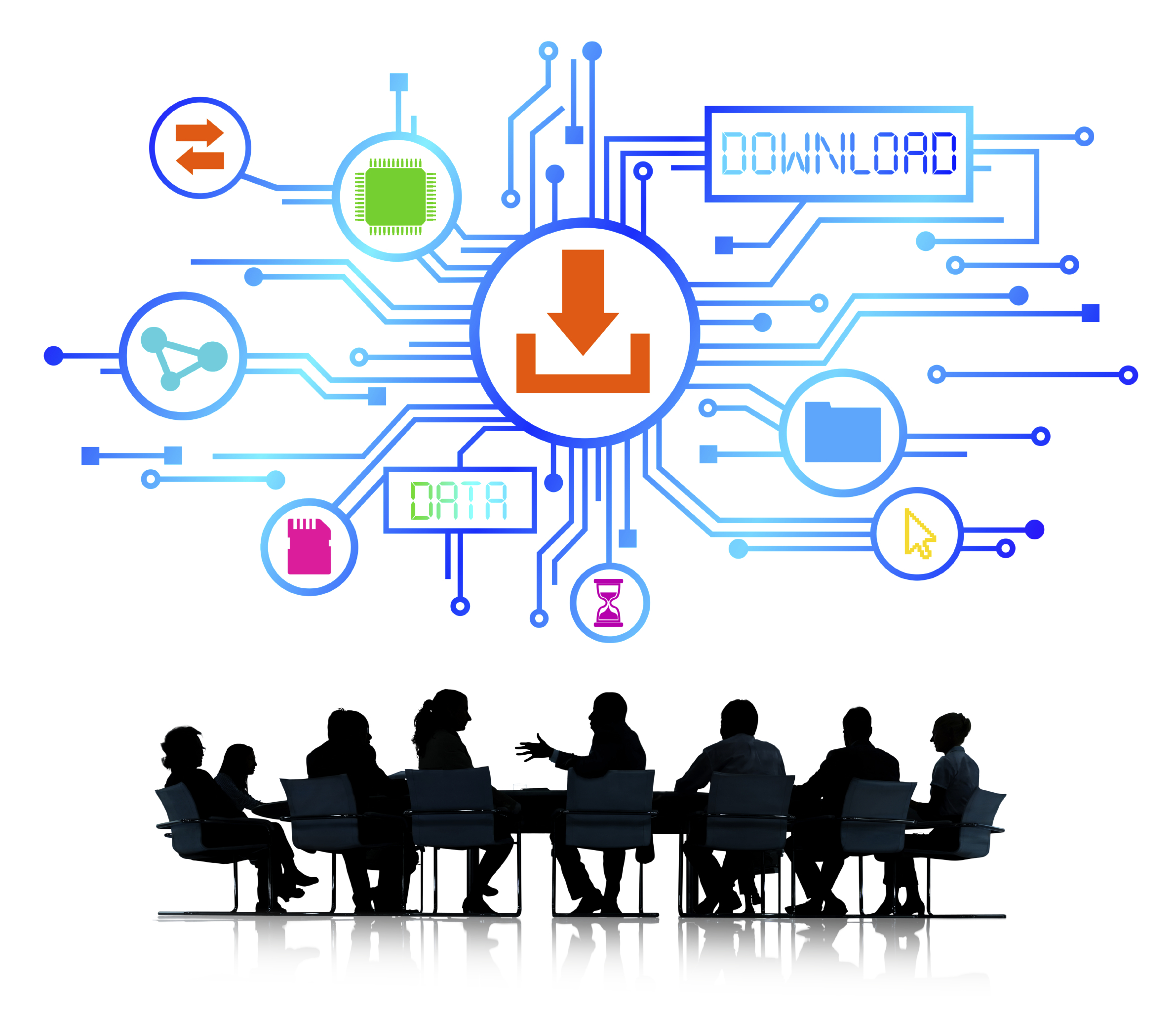 Group of Business People Discussing Data Transfer